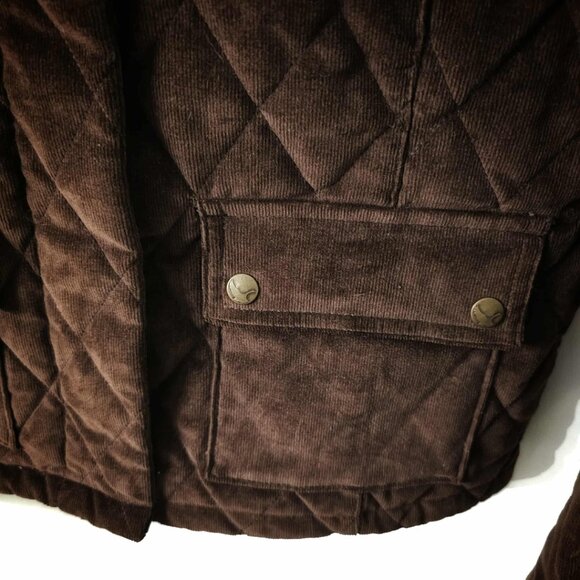 Eddie Bauer Women's Brown Quilted Corduroy Full Zip Chic Bohemian Jacket Size S - Picture 4 of 7